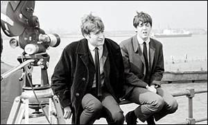 Lennon and McCartney filming a BBC programme